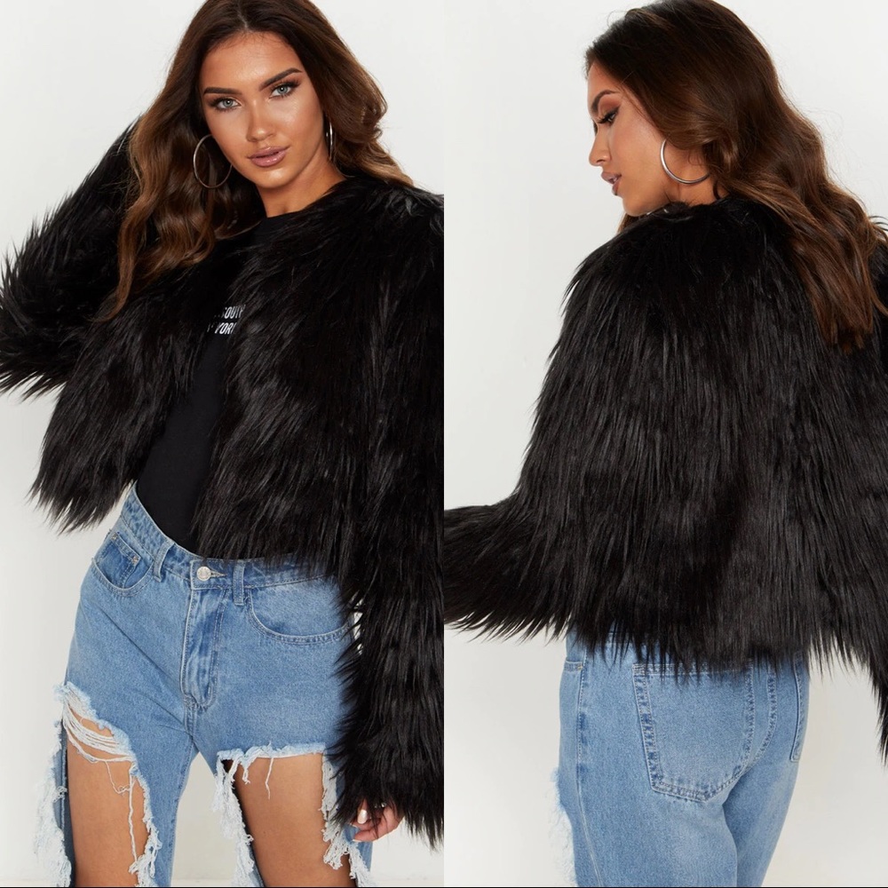 PrettyLittleThing Liddie Faux Fur Shaggy Jacket